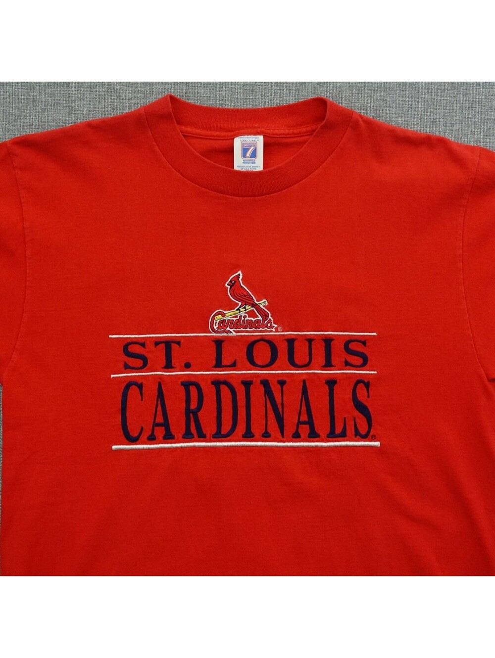 Vintage 90's St. Louis Cardinals Red Logo 7 T-Shirt Size M Embroidered Cotton